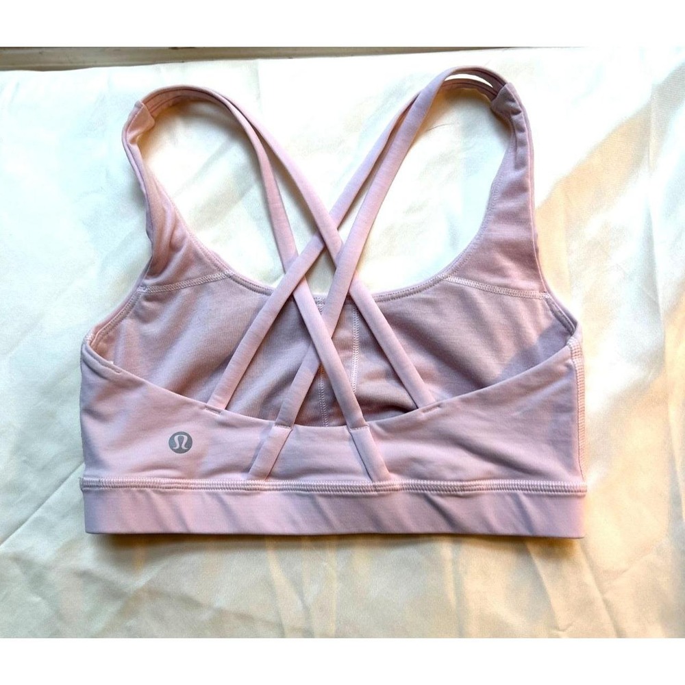 Lululemon Free To Be Soft Pink Blush Strappy Back Sports Bra Size 4 LW2540S